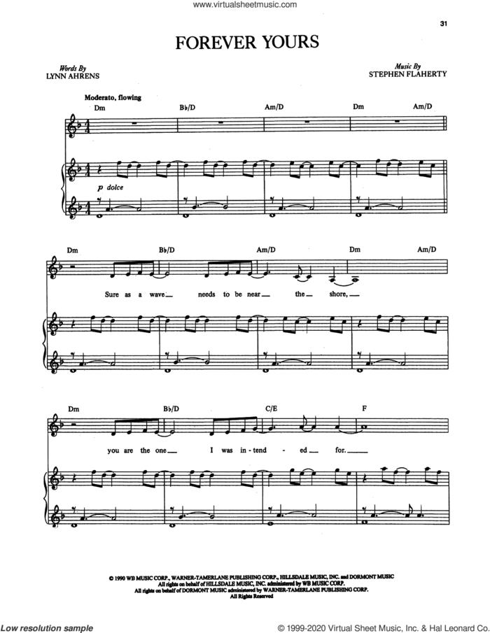 Forever Yours (from Once on This Island) sheet music for voice and piano by Stephen Flaherty, Lynn Ahrens, Stephen Flaherty and Lynn Ahrens and Tom Grant, intermediate skill level