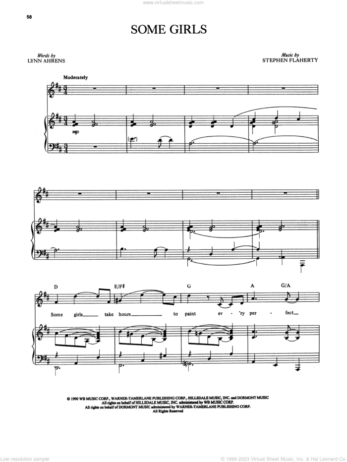 Some Girls (from Once on This Island) sheet music for voice and piano by Stephen Flaherty, The Rolling Stones, Keith Richards, Lynn Ahrens, Mick Jagger and Stephen Flaherty and Lynn Ahrens, intermediate skill level
