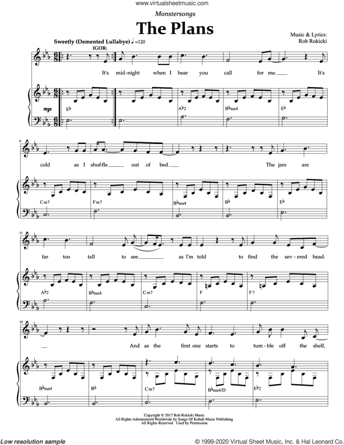 The Plans (from Monstersongs) sheet music for voice and piano by Rob Rokicki, intermediate skill level