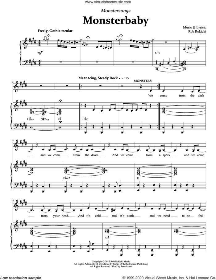 Monsterbaby (from Monstersongs) sheet music for voice and piano by Rob Rokicki, intermediate skill level