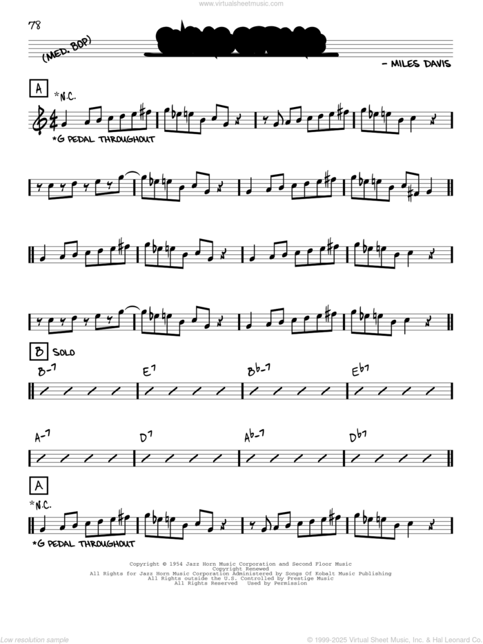 Swing Spring sheet music for voice and other instruments (real book) by Miles Davis, intermediate skill level