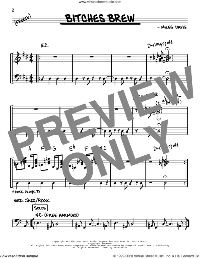 Bitches Brew sheet music for voice and other instruments (real book) by Miles Davis, intermediate skill level
