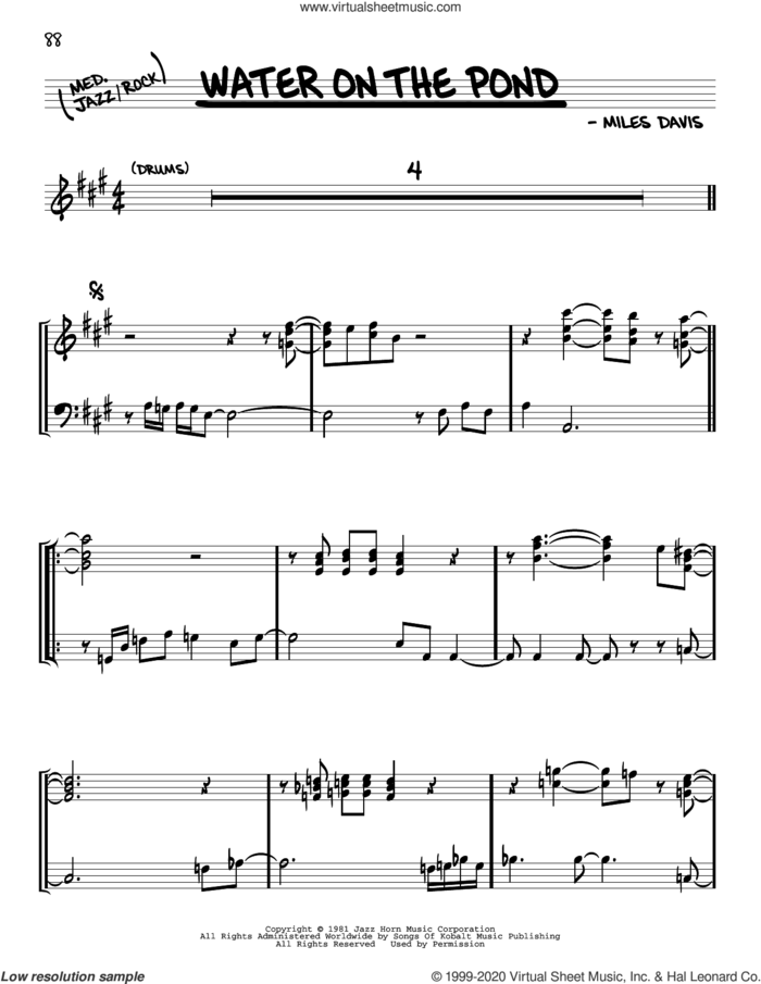 Water On The Pond sheet music for voice and other instruments (real book) by Miles Davis, intermediate skill level
