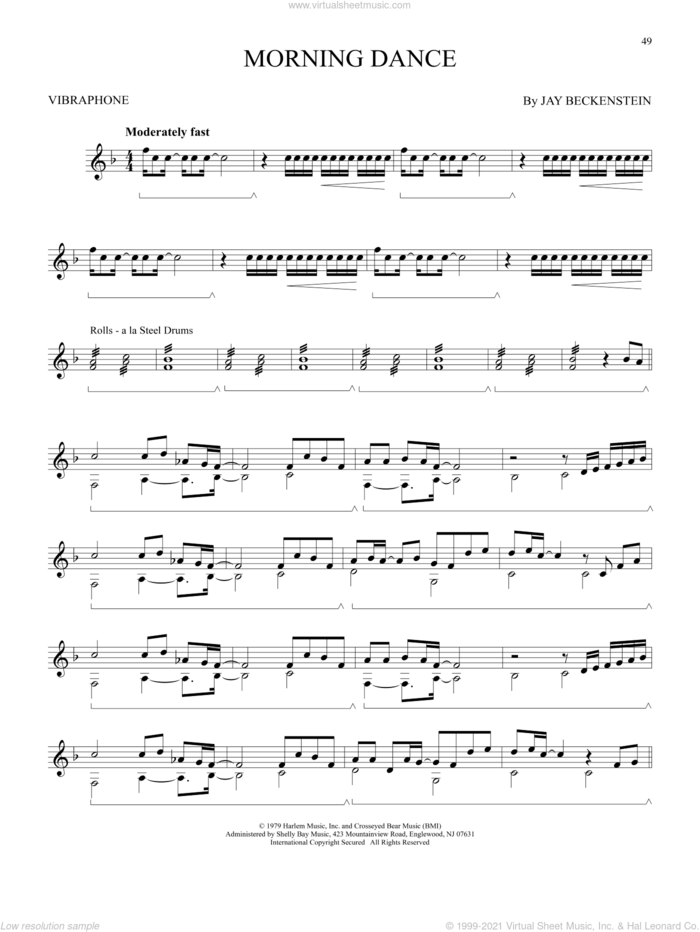 Morning Dance sheet music for Vibraphone Solo by Spyro Gyra and Jay Beckenstein, intermediate skill level