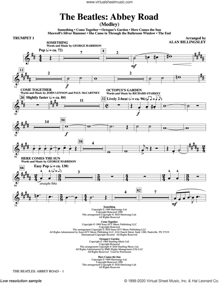 The Beatles: Abbey Road (Medley) (arr. Alan Billingsley) (complete set of parts) sheet music for orchestra/band by The Beatles, Alan Billingsley, John Lennon and Paul McCartney, intermediate skill level