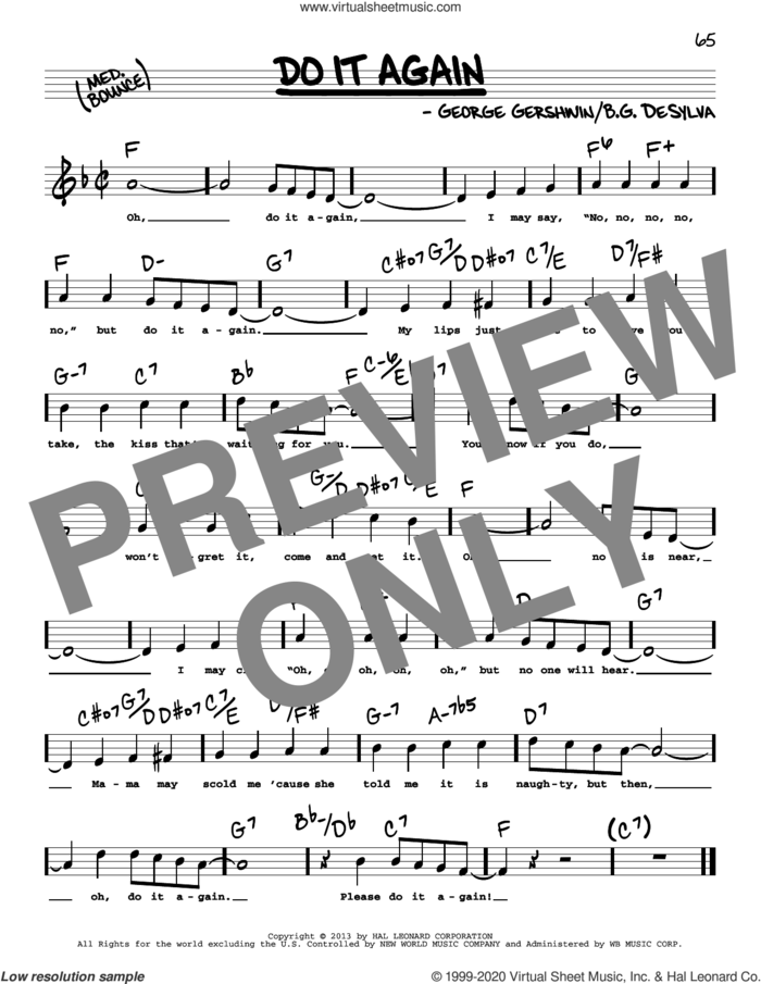 Do It Again (High Voice) sheet music for voice and other instruments (high voice) by George Gershwin and Buddy DeSylva, intermediate skill level