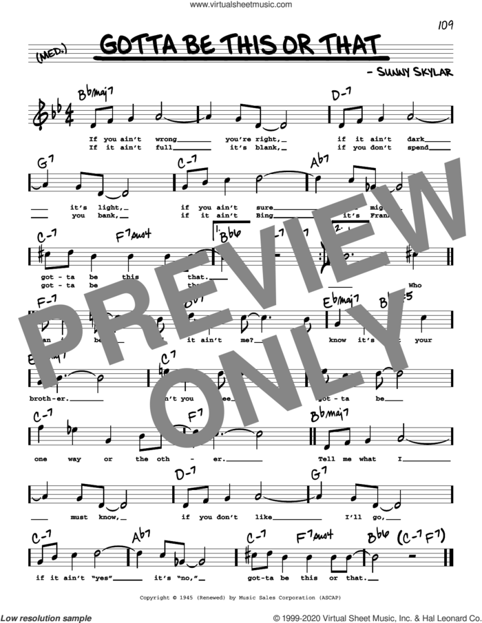 Gotta Be This Or That (High Voice) sheet music for voice and other instruments (high voice) by Benny Goodman and His Orchestra and Sunny Skylar, intermediate skill level