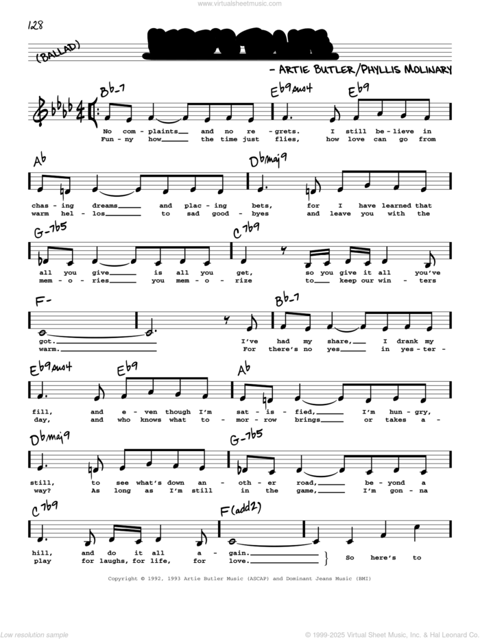 Here's To Life (High Voice) sheet music for voice and other instruments (high voice) by Shirley Horn, Artie Butler and Phyllis Molinary, intermediate skill level