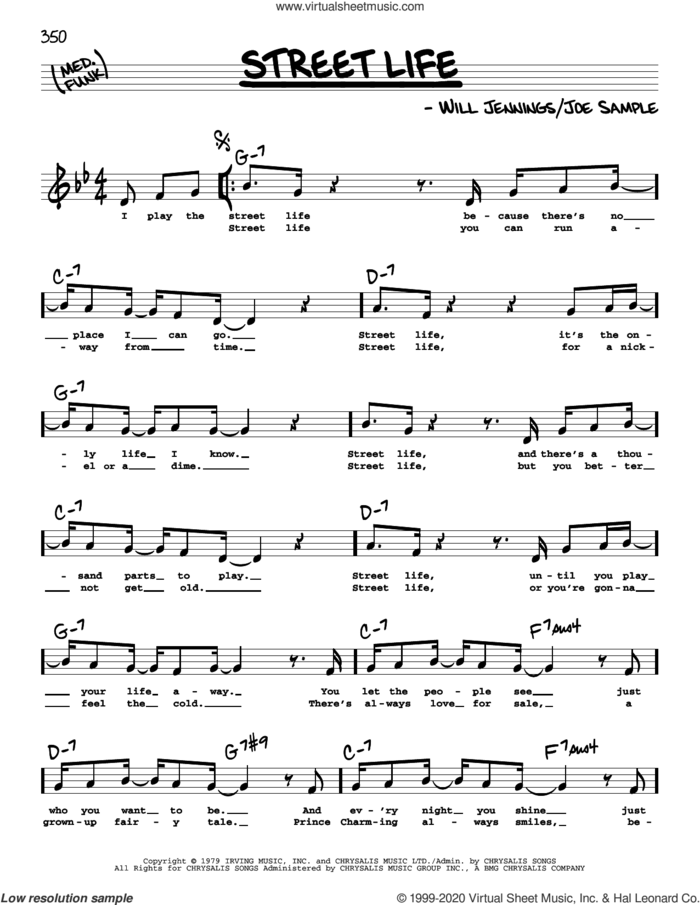 Street Life (High Voice) sheet music for voice and other instruments (high voice) by The Crusaders, Joe Sample and Will Jennings, intermediate skill level