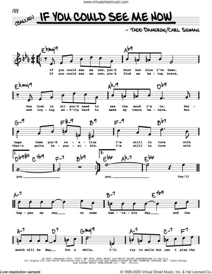 If You Could See Me Now (High Voice) sheet music for voice and other instruments (high voice) by Carl Sigman and Tadd Dameron, intermediate skill level