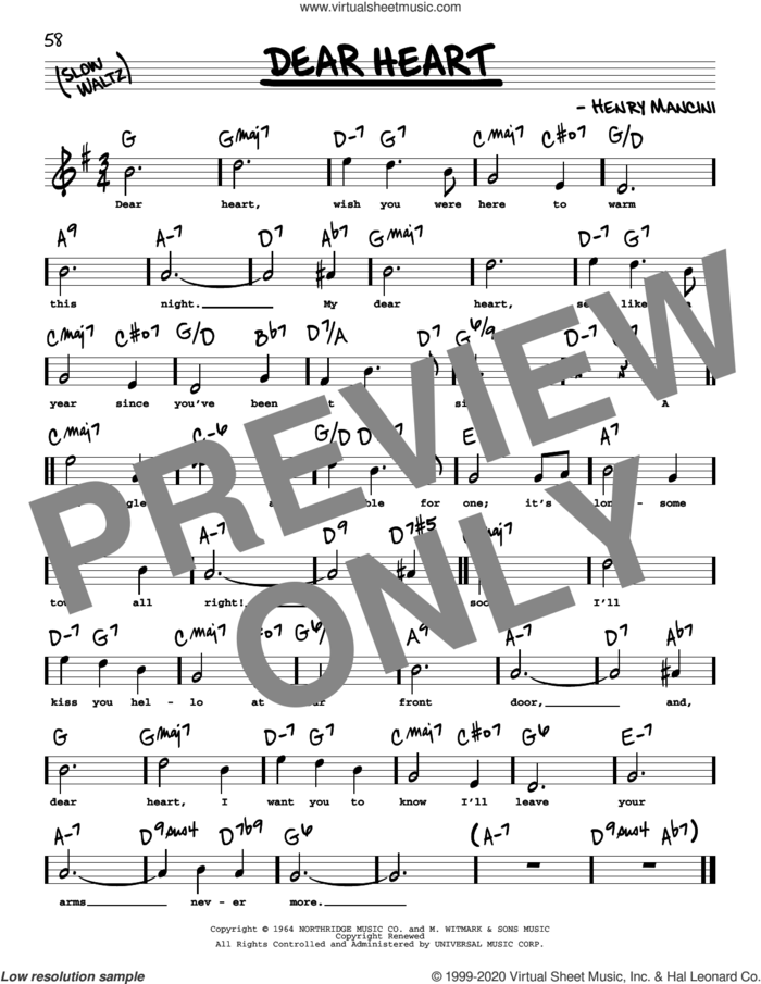Dear Heart (High Voice) sheet music for voice and other instruments (high voice) by Jay Livingston, Henry Mancini and Ray Evans, intermediate skill level