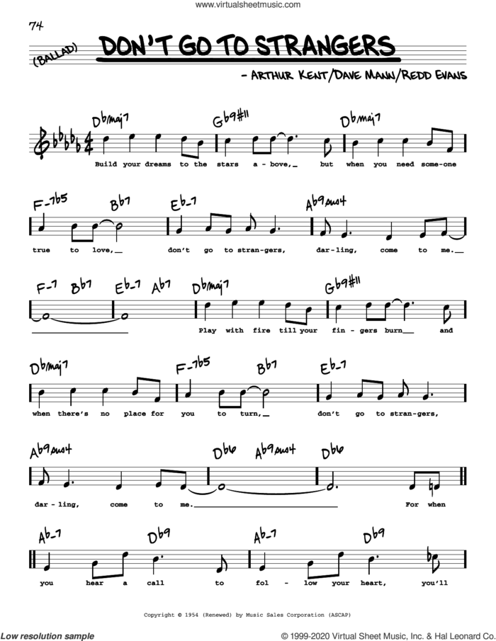 Don't Go To Strangers (High Voice) sheet music for voice and other instruments (high voice) by Redd Evans, Arthur Kent and Dave Mann, intermediate skill level