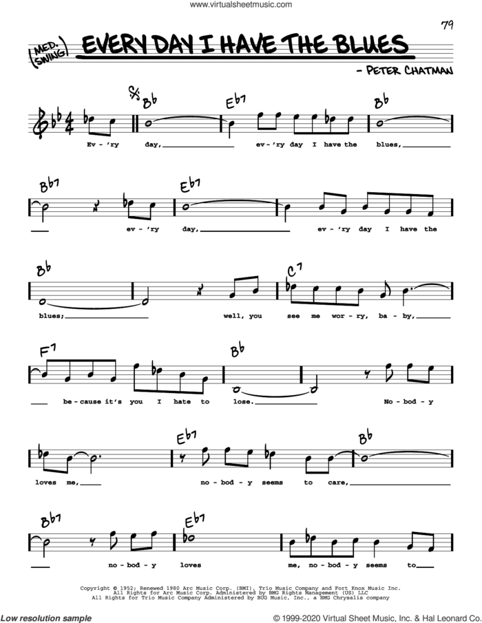 Every Day I Have The Blues (High Voice) sheet music for voice and other instruments (high voice) by B.B. King and Peter Chatman, intermediate skill level