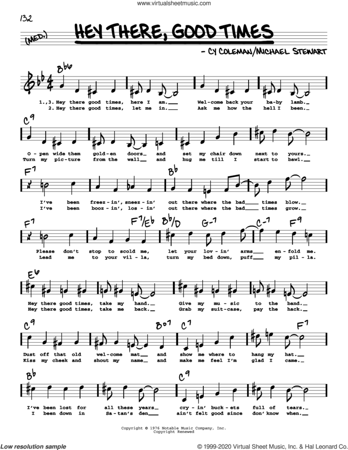 Hey There, Good Times (High Voice) sheet music for voice and other instruments (high voice) by Cy Coleman and Michael Stewart, intermediate skill level