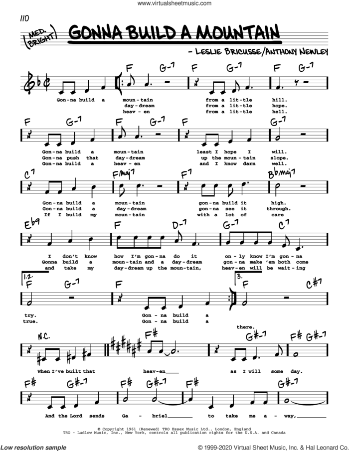 Gonna Build A Mountain (High Voice) sheet music for voice and other instruments (high voice) by Leslie Bricusse and Anthony Newley, intermediate skill level