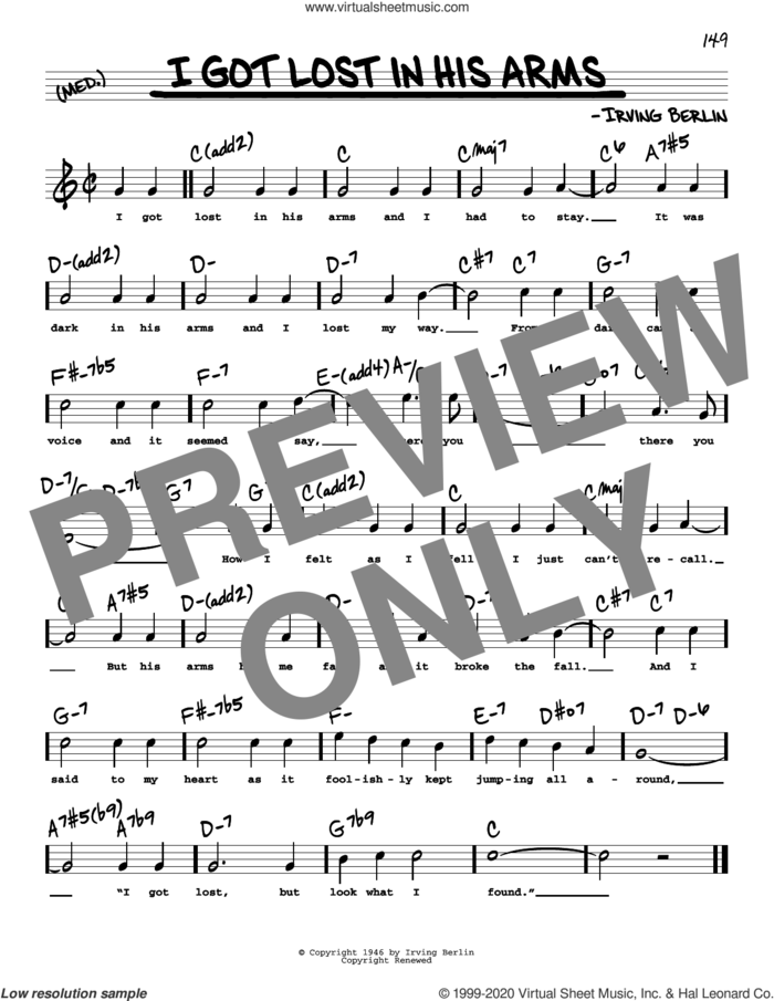 I Got Lost In His Arms (High Voice) (from Annie Get Your Gun) sheet music for voice and other instruments (high voice) by Irving Berlin, intermediate skill level