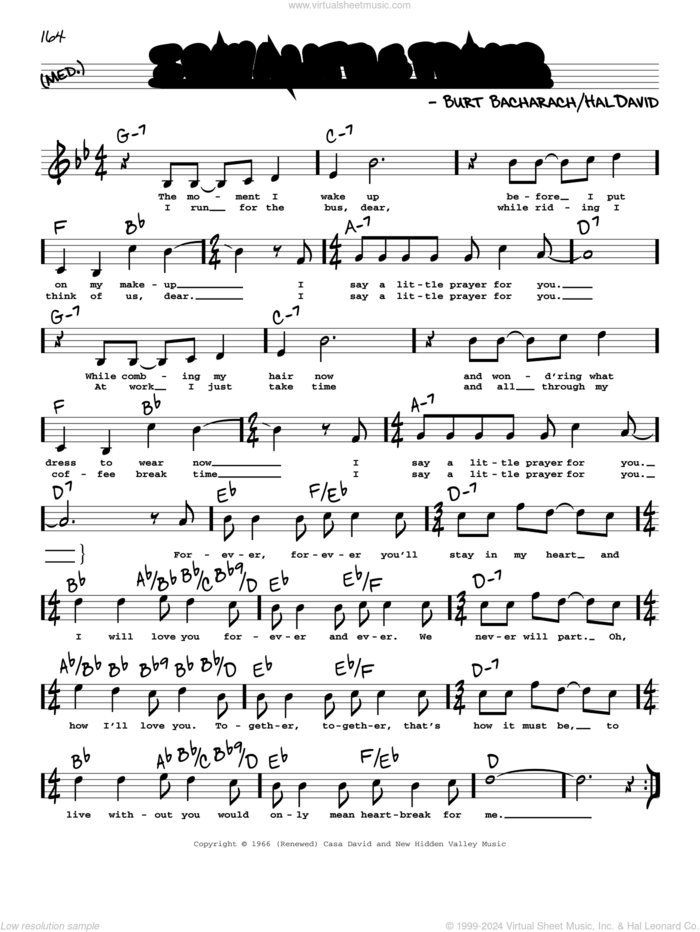I Say A Little Prayer (High Voice) sheet music for voice and other instruments (high voice) by Dionne Warwick, Diana King, Burt Bacharach and Hal David, intermediate skill level