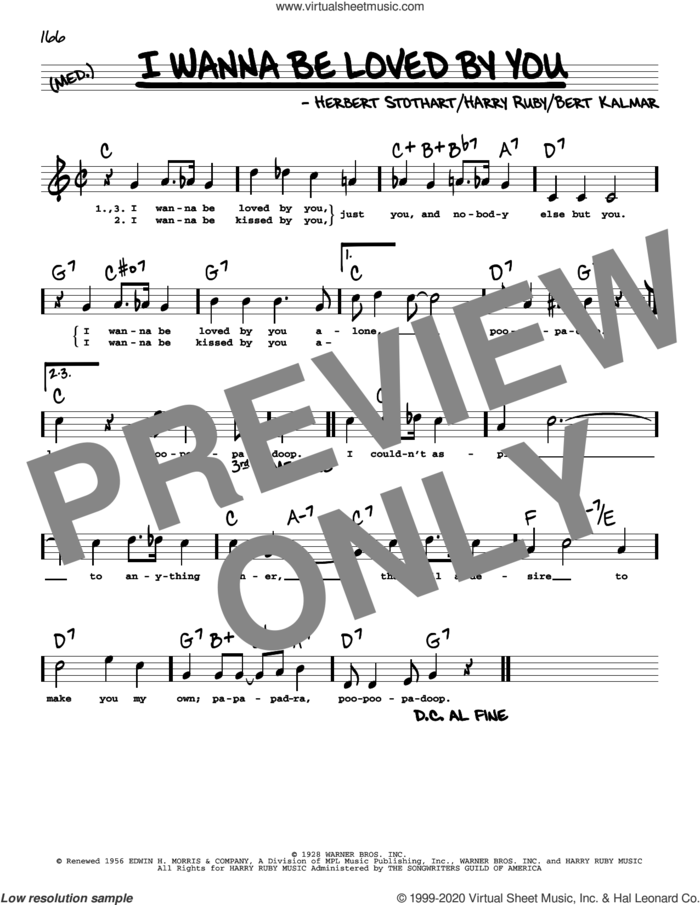 I Wanna Be Loved By You (High Voice) (from Good Boy) sheet music for voice and other instruments (high voice) by Bert Kalmar, Harry Ruby and Herbert Stothart, intermediate skill level