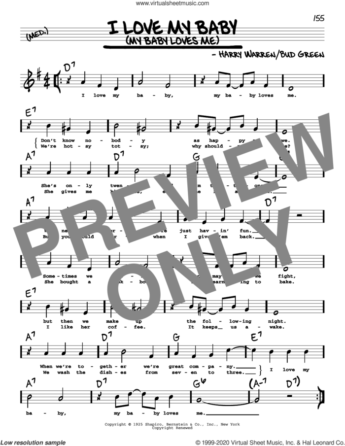 I Love My Baby (My Baby Loves Me) (High Voice) sheet music for voice and other instruments (high voice) by Harry Warren, Bud Green and Harry Warren and Bud Green, intermediate skill level