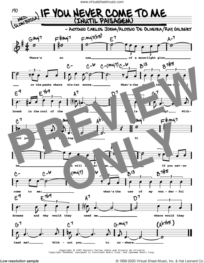 If You Never Come To Me (Inutil Paisagem) (High Voice) sheet music for voice and other instruments (high voice) by Antonio Carlos Jobim, Aloysio de Oliveira and Ray Gilbert, intermediate skill level