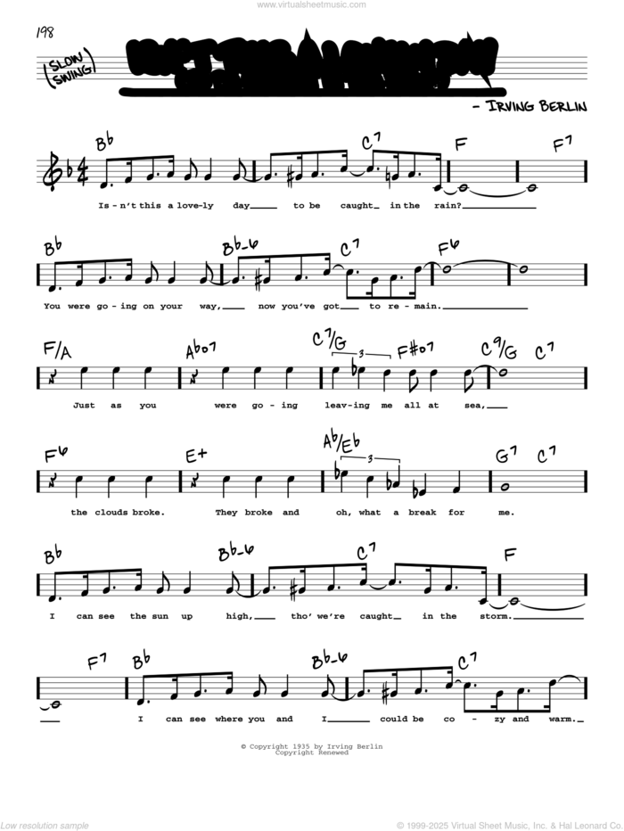 Isn't This A Lovely Day (To Be Caught In The Rain?) (High Voice) (from Top Hat) sheet music for voice and other instruments (high voice) by Irving Berlin, intermediate skill level