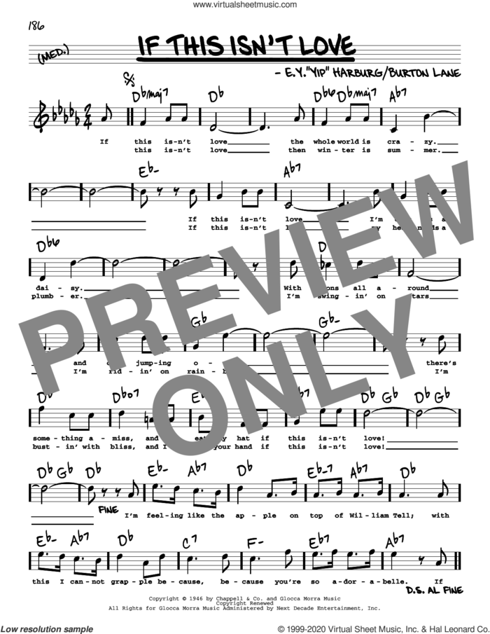 If This Isn't Love (High Voice) (from Finian's Rainbow) sheet music for voice and other instruments (high voice) by E.Y. Harburg, Burton Lane and E.Y. 'Yip' Harburg and Burton Lane, intermediate skill level
