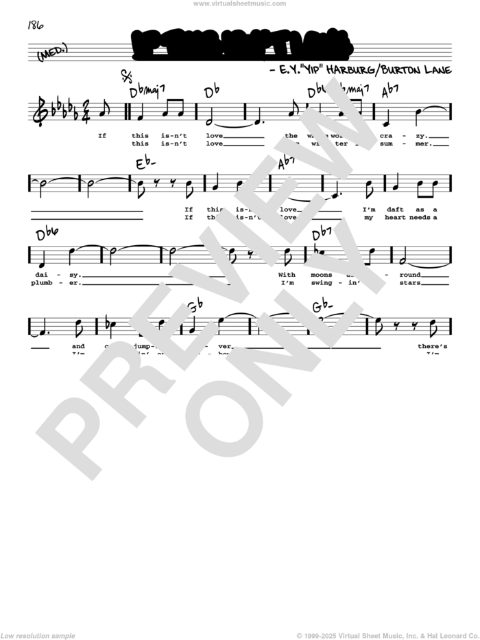 If This Isn't Love (High Voice) (from Finian's Rainbow) sheet music for voice and other instruments (high voice) by E.Y. Harburg, Burton Lane and E.Y. 'Yip' Harburg and Burton Lane, intermediate skill level