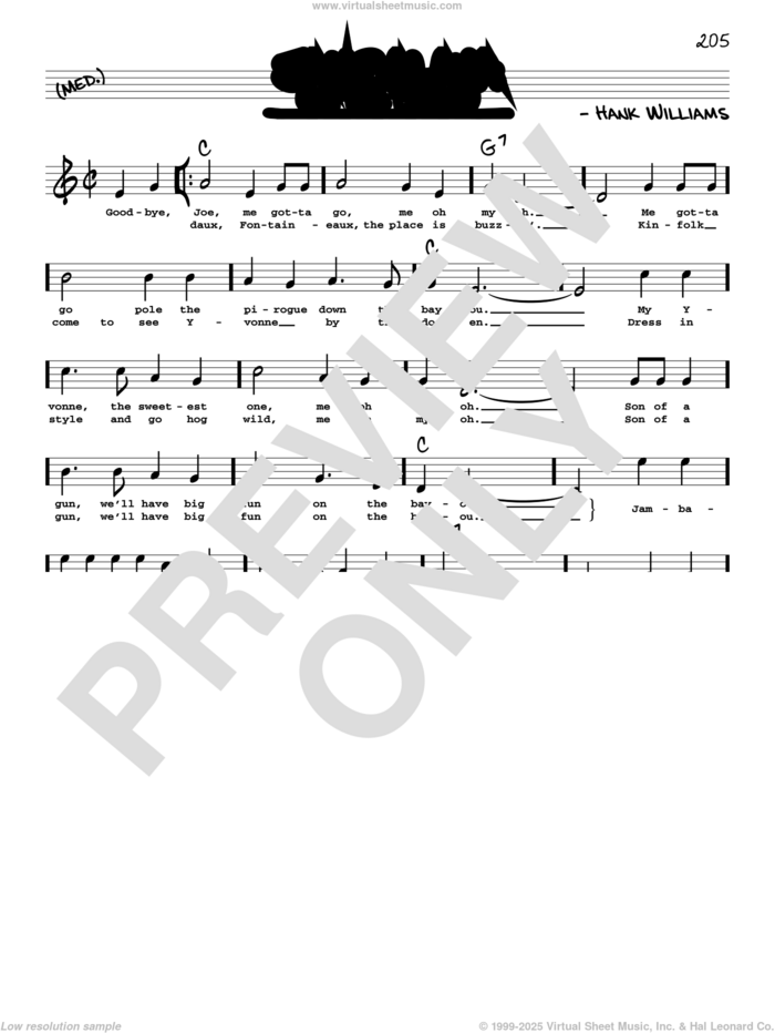 Jambalaya (On The Bayou) (High Voice) sheet music for voice and other instruments (high voice) by Hank Williams, intermediate skill level