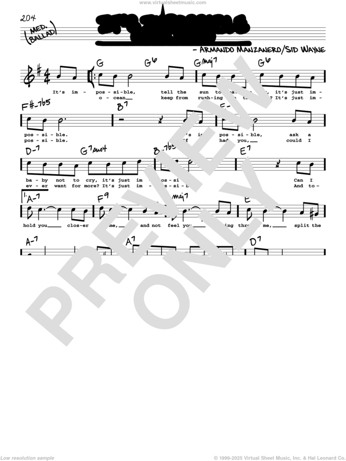 It's Impossible (Somos Novios) (High Voice) sheet music for voice and other instruments (high voice) by Elvis Presley, Perry Como, Armando Manzanero and Sid Wayne, intermediate skill level