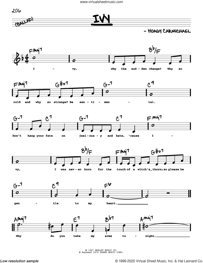 Ivy (High Voice) sheet music for voice and other instruments (high voice) by Hoagy Carmichael, intermediate skill level