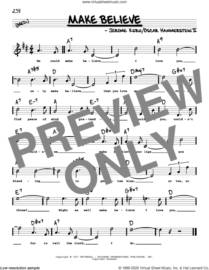 Make Believe (High Voice) (from Show Boat) sheet music for voice and other instruments (high voice) by Oscar II Hammerstein, Jerome Kern and Oscar Hammerstein II & Jerome Kern, intermediate skill level