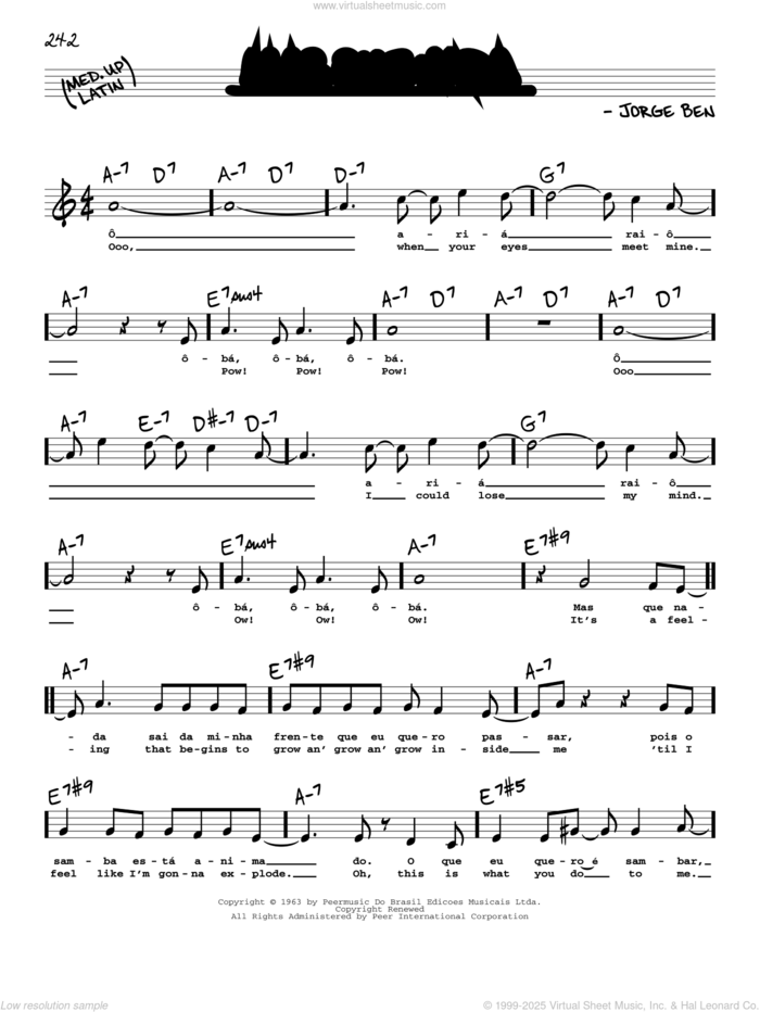 Mas Que Nada (High Voice) sheet music for voice and other instruments (high voice) by Sergio Mendes and Jorge Ben, intermediate skill level