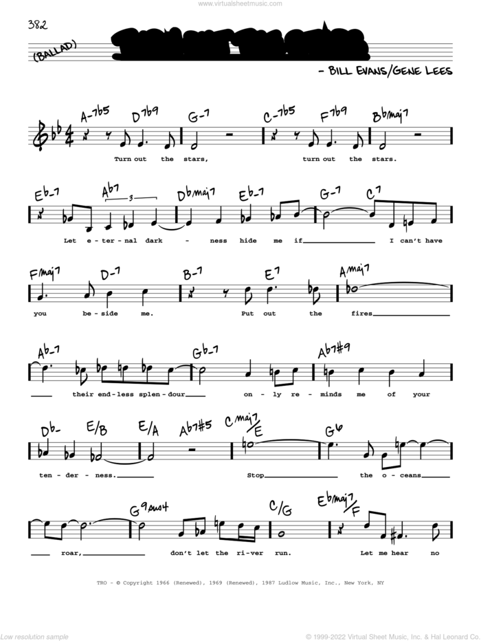 Turn Out The Stars (High Voice) sheet music for voice and other instruments (high voice) by Bill Evans and Eugene John Lees, intermediate skill level