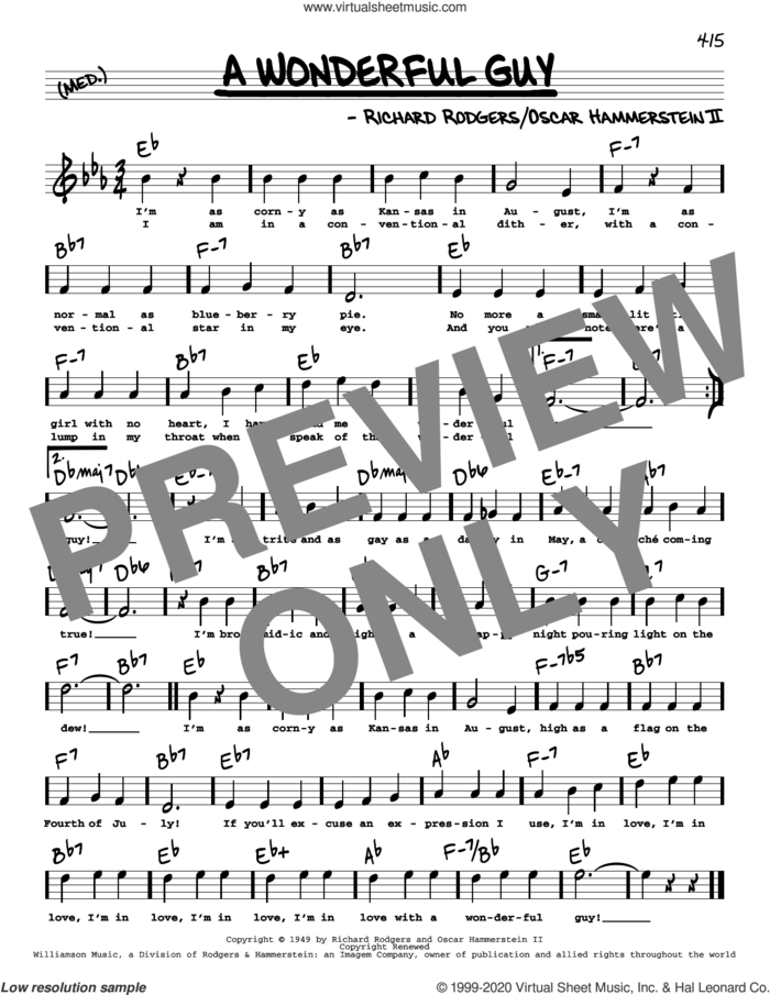 A Wonderful Guy (High Voice) (from South Pacific) sheet music for voice and other instruments (high voice) by Richard Rodgers, Oscar II Hammerstein and Rodgers & Hammerstein, intermediate skill level
