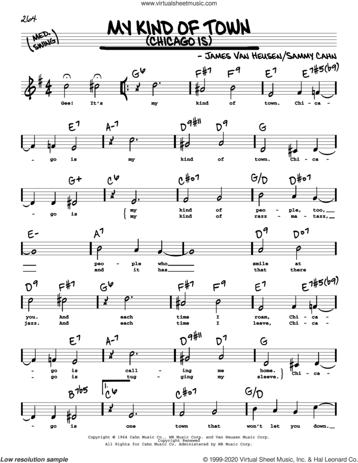 My Kind Of Town (Chicago Is) (High Voice) sheet music for voice and other instruments (high voice) by Frank Sinatra, Jimmy Van Heusen and Sammy Cahn, intermediate skill level