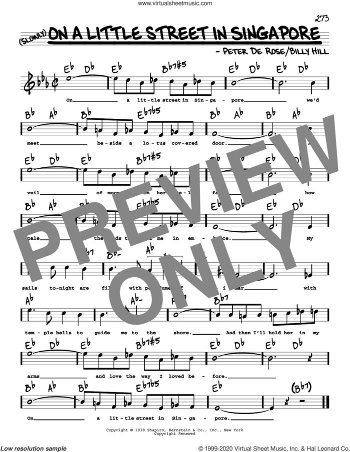 On A Little Street In Singapore (High Voice) sheet music for voice and other instruments (high voice) by Peter DeRose, Billy Hill and Billy Hill and Peter De Rose, intermediate skill level