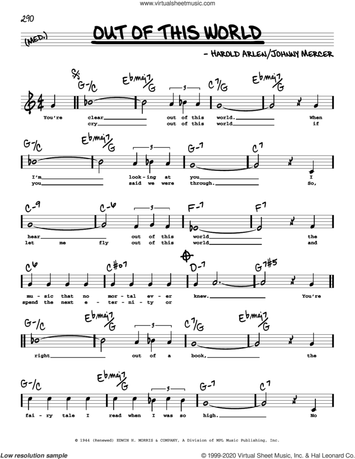 Out Of This World (High Voice) (from Out Of This World) sheet music for voice and other instruments (high voice) by Johnny Mercer, Harold Arlen and Harold Arlen and Johnny Mercer, intermediate skill level