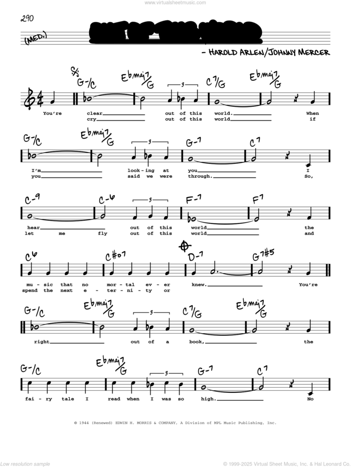 Out Of This World (High Voice) (from Out Of This World) sheet music for voice and other instruments (high voice) by Johnny Mercer, Harold Arlen and Harold Arlen and Johnny Mercer, intermediate skill level