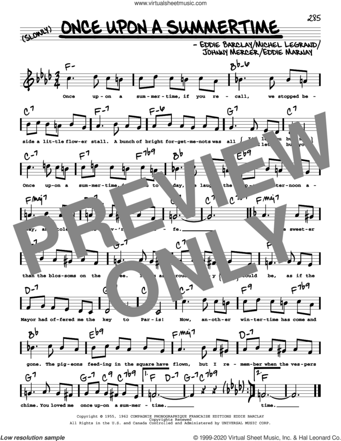 Once Upon A Summertime (High Voice) sheet music for voice and other instruments (high voice) by Tony Bennett, Eddie Barclay, Eddie Marnay, Johnny Mercer and Michel LeGrand, intermediate skill level
