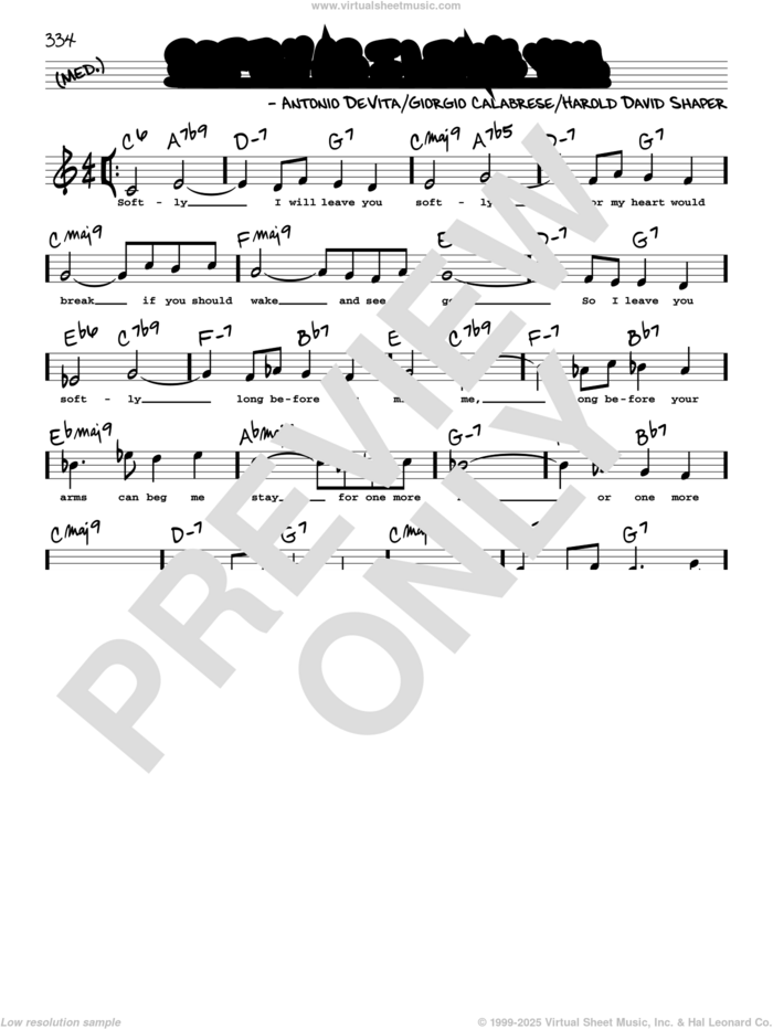 Softly As I Leave You (High Voice) sheet music for voice and other instruments (high voice) by Elvis Presley, Frank Sinatra, Antonio DeVita, Giorgio Calabrese and Harold David Shaper, intermediate skill level