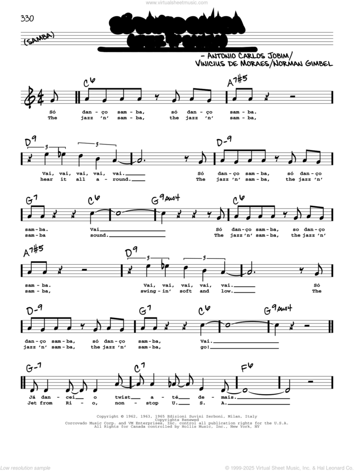 Jazz 'N' Samba (So Danco Samba) (High Voice) (from Copacabana Palace) sheet music for voice and other instruments (high voice) by Norman Gimbel, Antonio Carlos Jobim and Vinicius de Moraes, intermediate skill level