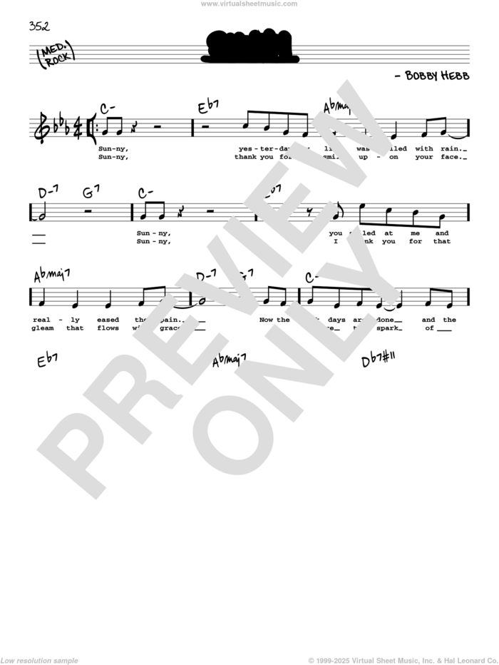 Sunny (High Voice) sheet music for voice and other instruments (high voice) by Pat Martino and Bobby Hebb, intermediate skill level