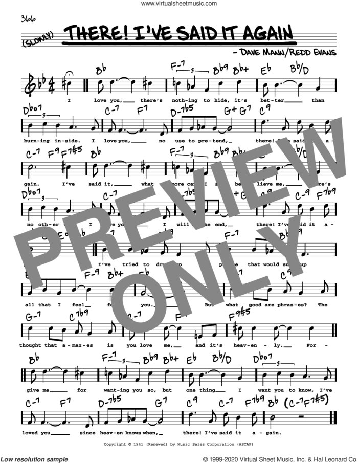 There! I've Said It Again (High Voice) sheet music for voice and other instruments (high voice) by Redd Evans and Dave Mann, intermediate skill level
