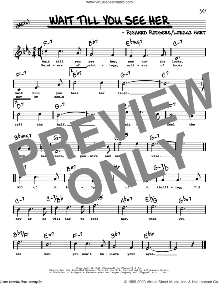 Wait Till You See Her (High Voice) sheet music for voice and other instruments (high voice) by Richard Rodgers, Lorenz Hart and Rodgers & Hart, intermediate skill level