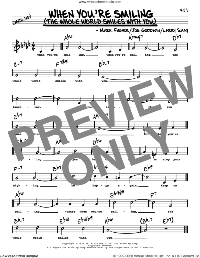 When You're Smiling (The Whole World Smiles With You) (High Voice) sheet music for voice and other instruments (high voice) by Joe Goodwin, Larry Shay and Mark Fisher, intermediate skill level