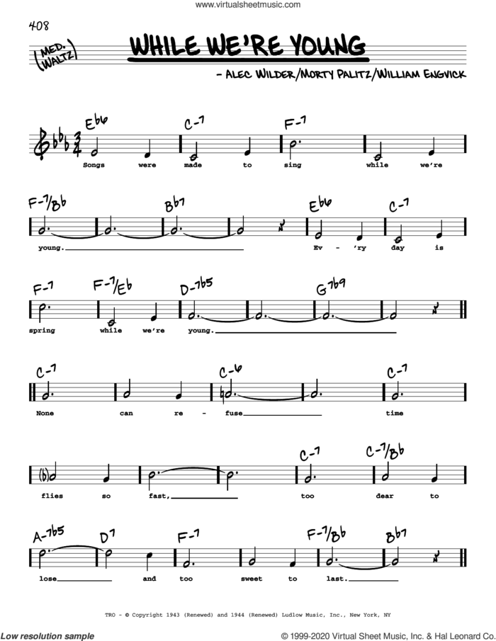 While We're Young (High Voice) sheet music for voice and other instruments (high voice) by William Engvick, Alec Wilder and Morty Palitz, intermediate skill level