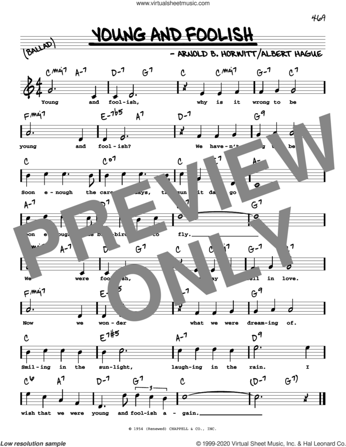 Young And Foolish (High Voice) (from Plain And Fancy) sheet music for voice and other instruments (high voice) by Albert Hague, Arnold B. Horwitt and Arnold Horwitt and Albert Hague, intermediate skill level