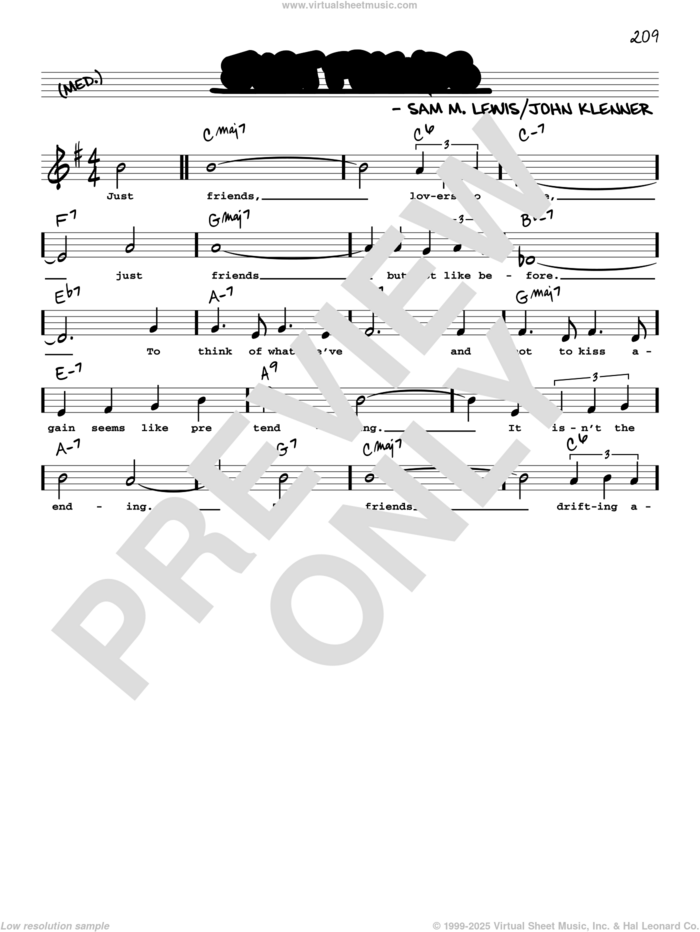 Just Friends (High Voice) sheet music for voice and other instruments (high voice) by Sam Lewis, John Klenner and John Klenner and Sam M. Lewis, intermediate skill level