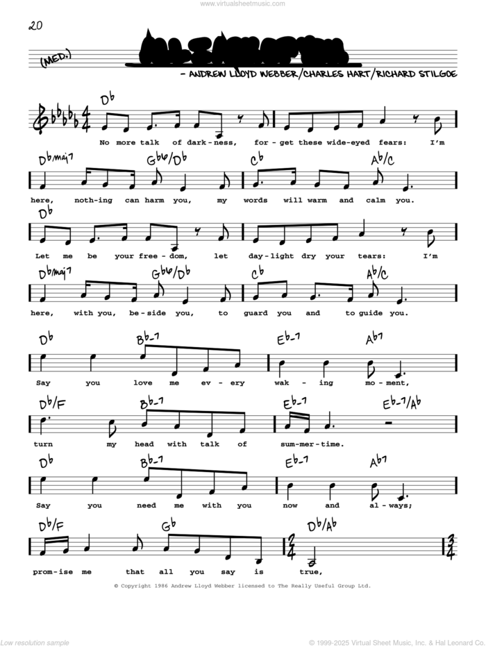 All I Ask Of You (from Phantom Of The Opera) (High Voice) sheet music for voice and other instruments (high voice) by Andrew Lloyd Webber, Charles Hart and Richard Stilgoe, wedding score, intermediate skill level