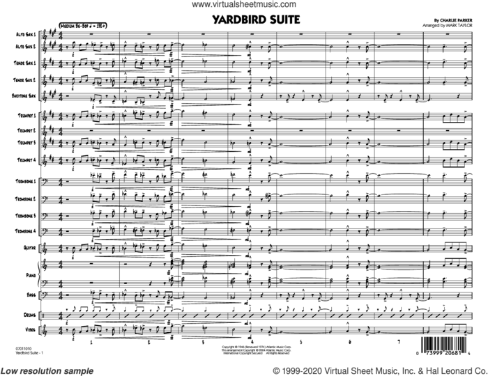 Yardbird Suite (arr. Mark Taylor) (COMPLETE) sheet music for jazz band by Charlie Parker and Mark Taylor, intermediate skill level